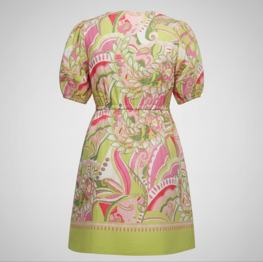 NWT Chloe + Rene Floral Paisley Cotton Sundress V-Neck Tassel XL - Picture 3 of 6